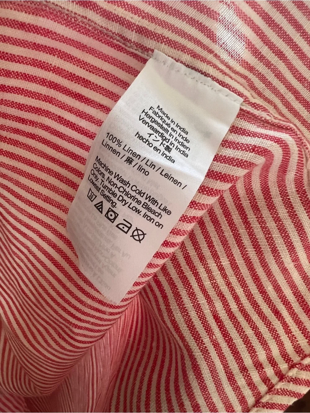J.Crew Garçon Classic Fit Linen Shirt in Red Seersucker Stripe - Size 10